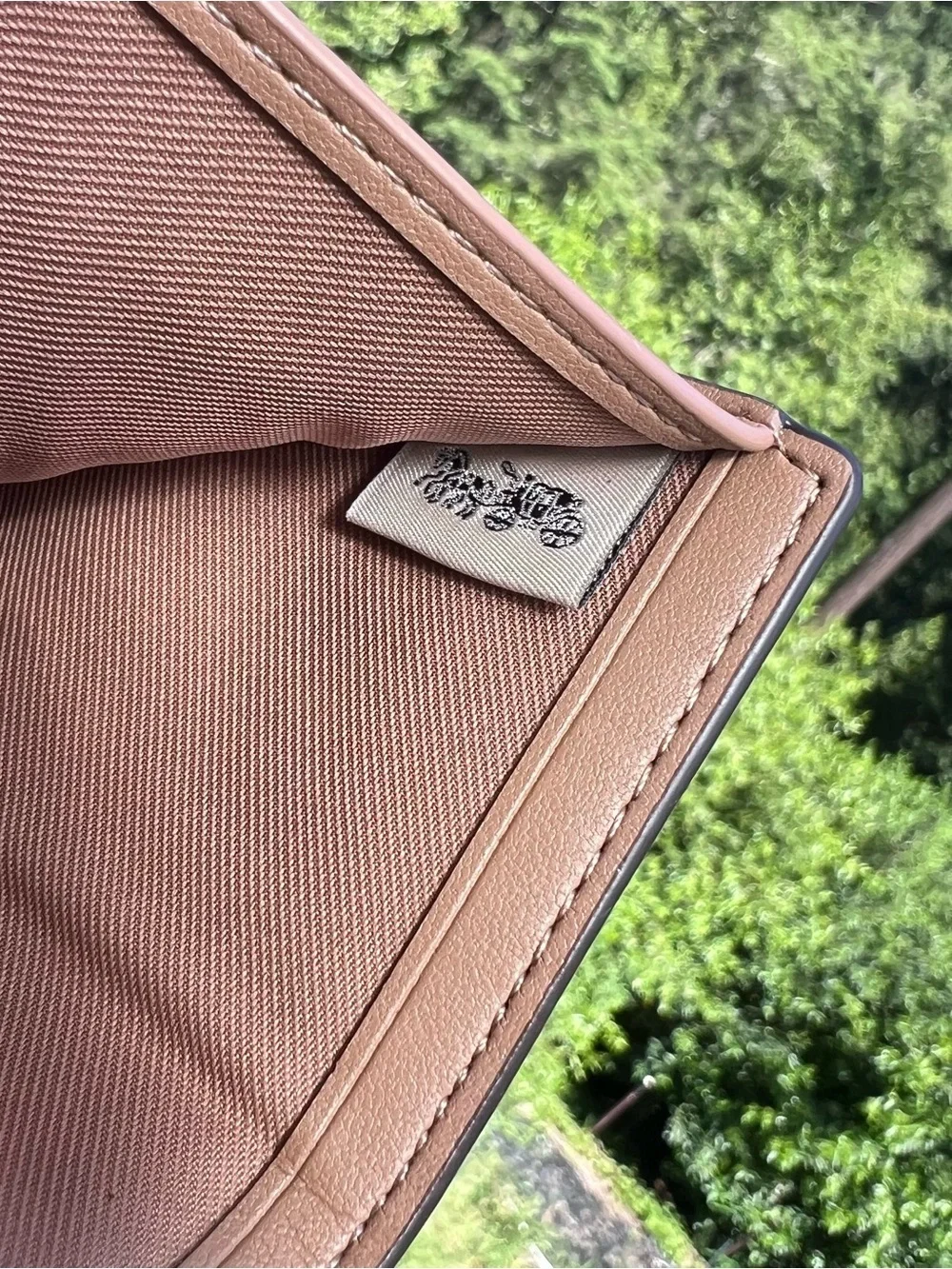 COACH Card Wallet Mini Trifold Wallet Brown Signature Canvas Logo AUTHENTIC